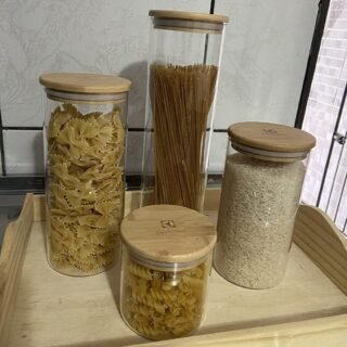 Potes Herméticos Porta-Mantimentos com Tampa de Bambu Electrolux – 4 unidades