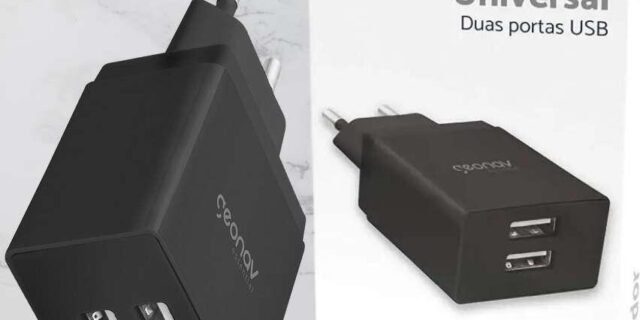 Carregador de Parede universal 2.1A, 2 portas USB, Bivolt, Preto, ESACB2, Geonav