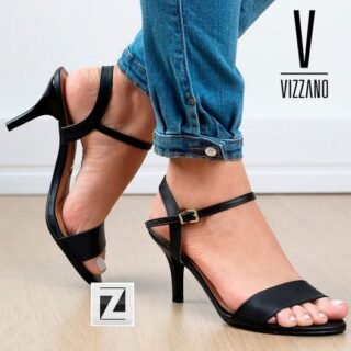 Sandália Vizzano Salto Fino Fivela Feminina – Preto