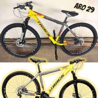 Bicicleta Aro 29 Troy Grafite e Amarela 21v 17,5″ Alumínio Suspensão Dianteira, Track Bikes