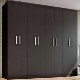 Guarda-roupa Casal Ele E Ela 8 Portas 8 Prateleiras Malbec Preto Fosco – Panorama Móveis