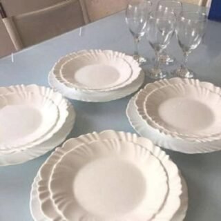 Aparelho de Jantar com Taça 16 Peças Duralex – Redondo Branco Pétala