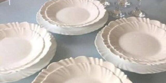 Aparelho de Jantar com Taça 16 Peças Duralex – Redondo Branco Pétala