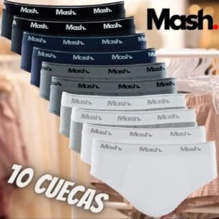 Kit 10 Cuecas Slip Algodão, Mash, Masculino