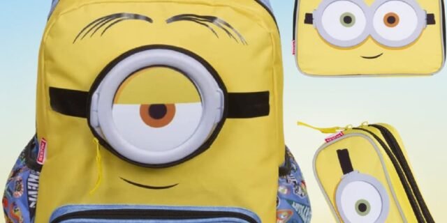 Estojo, 2 Compartimentos, Lancheira Pequena Minions, Mochila Grande Minions X