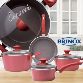Conjunto de Panelas 4 peças antiaderente Ceramic Life Berry Brinox – Vermelho Carmin