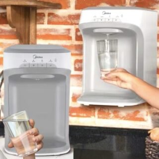 Purificador de Água Midea de Mesa e Parede – Eletrônico Branco PBTBNB Água Gelada e Natural