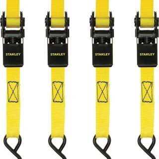 STANLEY S9500 Correias de catraca preta/amarela 2,54 cm x 3 m – Transporte leve de carga (resistência à ruptura), pacote com 4