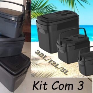 Combo Caixa Térmica Tropical 32L/12L/5L, Soprano, 0700, Preta, Grande