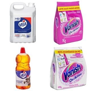 Seleção de produtos Veja e Vanish Leve 4 pague 3. Desconto Aparece na Tela de Pagamento