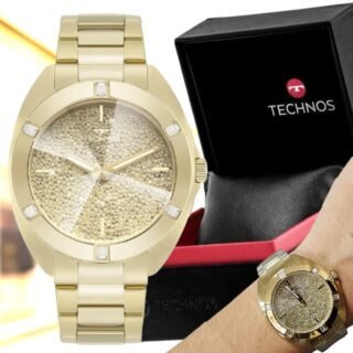 Relógio Technos Feminino Crystal Dourado