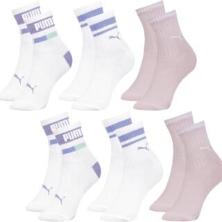Kit 06 Pares Meia Puma Cano Médio Esportiva Everyday Algodão Adulto Unissex