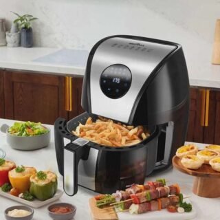 Fritadeira Air Fryer Sem Óleo Britânia Digital, 5L, 1500W, 127V, Inox – BFR41PI