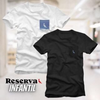 Kit 2 Camisetas Bolso Pica Pau Xadrez E Nuvem Reserva Mini
