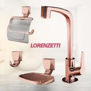 Kit para Banheiro com Torneira ¼ de Volta – e Acessórios Lorenzetti Flatt F71 Bica Alta