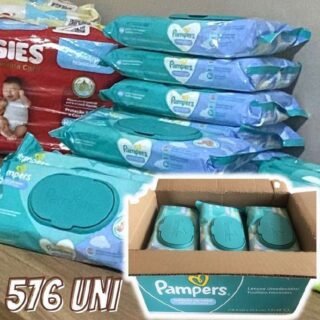 Kit Lenço Umedecido para Limpeza Pampers – Cuidado de Bebê 12 Pacotes