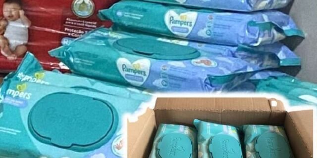Kit Lenço Umedecido para Limpeza Pampers – Cuidado de Bebê 12 Pacotes