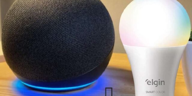 Echo Dot (4ª Geração): Smart Speaker com Alexa – Cor Preta + Lâmpada Inteligente Elgin