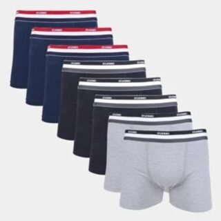 Kit 8 Cuecas Boxer Algodão, Duomo, Masculino (2 Opções)