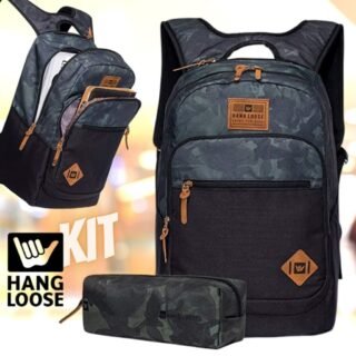Mochila Hang Loose Original + Estojo Preto Camuflado