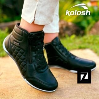 Tênis Cano Médio Kolosh Matelassê Feminino – Preto