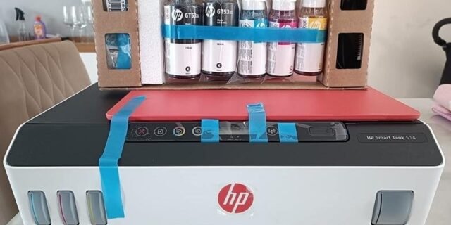 Multifuncional HP Smart Tank 514 – Tanque de tinta (3YW74A), Branco/Vermelho