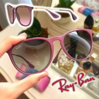 Ray-Ban Óculos de sol redondos Erika Rb4171, Transparente, violeta/rosa dégradé marrom, 54 mm