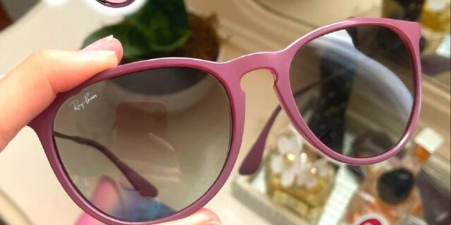 Ray-Ban Óculos de sol redondos Erika Rb4171, Transparente, violeta/rosa dégradé marrom, 54 mm