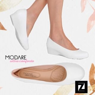 Scarpin Anabela Modare Salto Baixo Bico Redondo – Branco