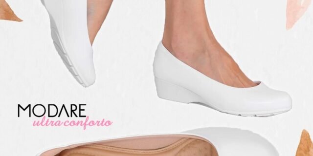 Scarpin Anabela Modare Salto Baixo Bico Redondo – Branco