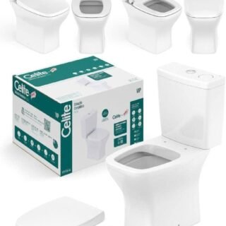 Kit Vaso Sanitário Rimless com Caixa Acoplada Smart Clean® | Harpic e Assento Soft Close Vip Celite