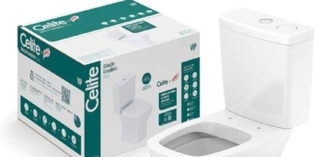 Kit Vaso Sanitário Rimless com Caixa Acoplada Smart Clean® | Harpic e Assento Soft Close Vip Celite