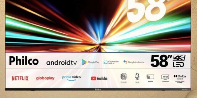 Smart TV LED 58″ 4K Philco PTV58G10AG11SK Android TV, Dolby Audio, HDR e Processador Quad-core