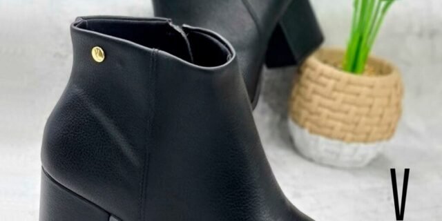 Bota Cano Curto Vizzano Bico Fino Salto Bloco Feminina – Preto