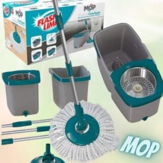 Mop Giratório Duas Águas, Balde 3 litros com cesto Inox , MOP7504, Flash Limp