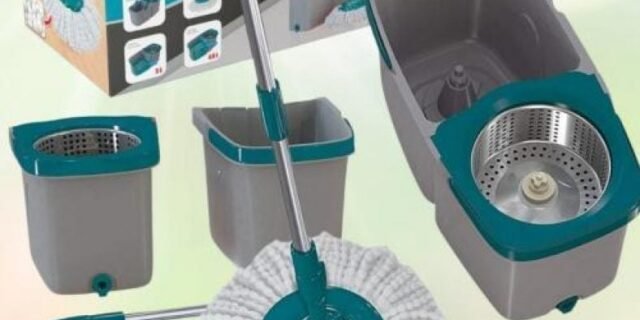 Mop Giratório Duas Águas, Balde 3 litros com cesto Inox , MOP7504, Flash Limp