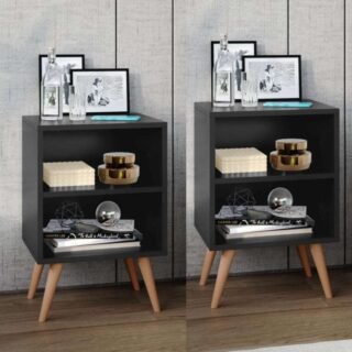 Conjunto com 2 Mesas de Cabeceira Retrô Rpm com Nicho – Rpm Móveis (4 Cores)