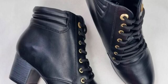 Bota Cortuno Cano Curto Modare Salto Bloco Médio Feminina – Preto