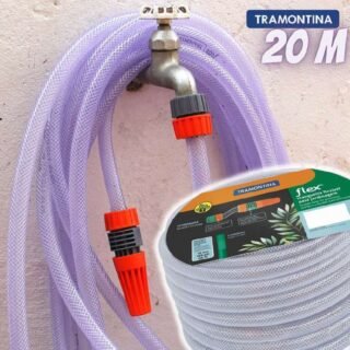 Tramontina Mangueira Flex Para Jardim, 20 M, Com Engates Rosqueados E Esguicho