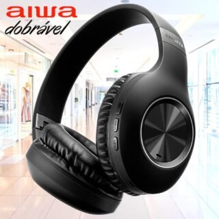 Fone de Ouvido Headphone AIWA Bluetooth, ANC – Cancelamento de ruído, dobrável – AWS-HP-02-B