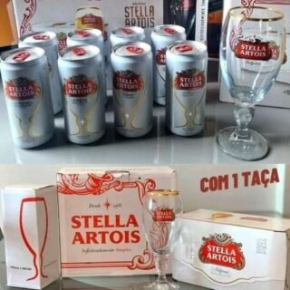 Kit Cerveja Stella 269ml C/8 Latas + 1 Cálice 250ml