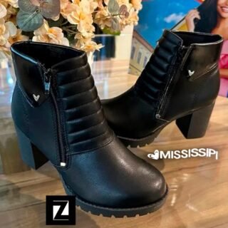 Bota Cano Curto Mississipi Salto Bloco Feminina – Preto
