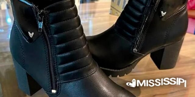 Bota Cano Curto Mississipi Salto Bloco Feminina – Preto