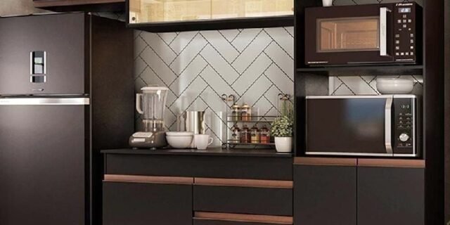 Cozinha Completa Madesa Reims 260001 com Armário e Balcão – Preto