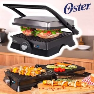 Grill Elétrico Multiuso, Preto e Inox, 110v, Oster