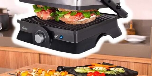 Grill Elétrico Multiuso, Preto e Inox, 110v, Oster