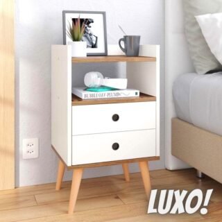 Mesa De Cabeceira Quarto Dream 2 Gavetas com Pés Estilo Retrô (2 Cores)