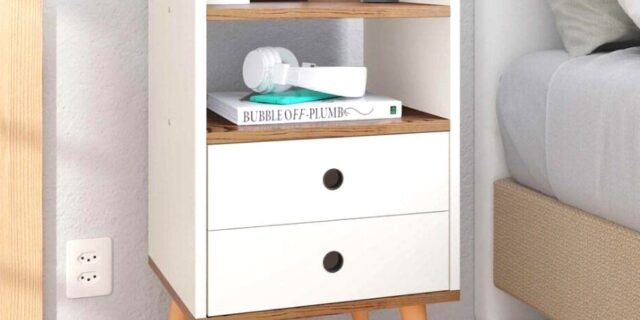 Mesa De Cabeceira Quarto Dream 2 Gavetas com Pés Estilo Retrô (2 Cores)