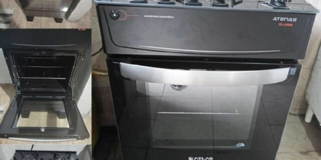 Fogão Atlas 4 Bocas preto Atenas Glass com Acendimento automático – Bivolt – Atlas Eletrodomésticos