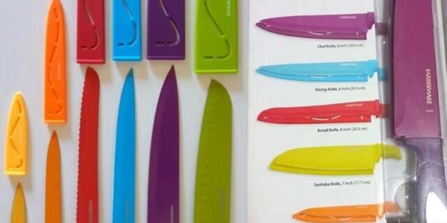 Conjunto de facas de talheres de resina antiaderente Farberware, 12 peças, multicolorido